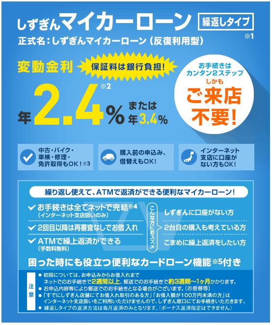 静岡銀行 しずぎん マイカーローンはお得 金利や審査基準について徹底解説 自動車保険ガイド