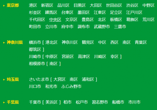 カレコステーション設置地域（関東）